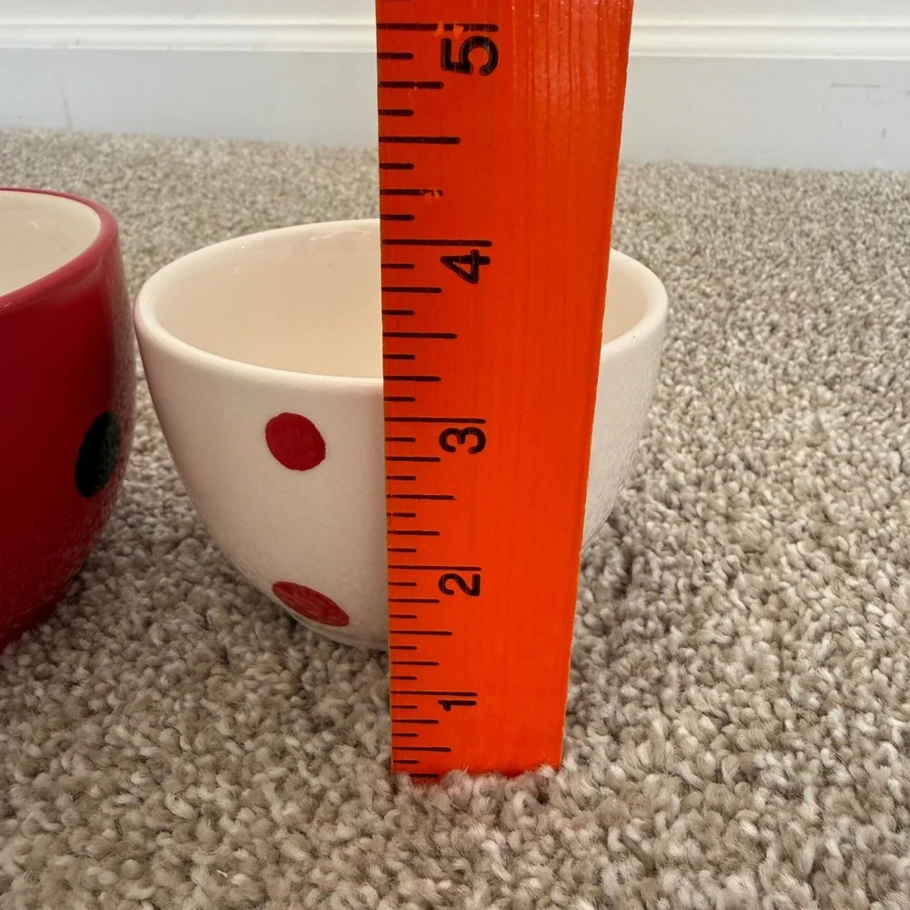 Boston Warehouse Trading Co. Ladybug Set of 3 Small Bowls Ref White Poka Dots‎